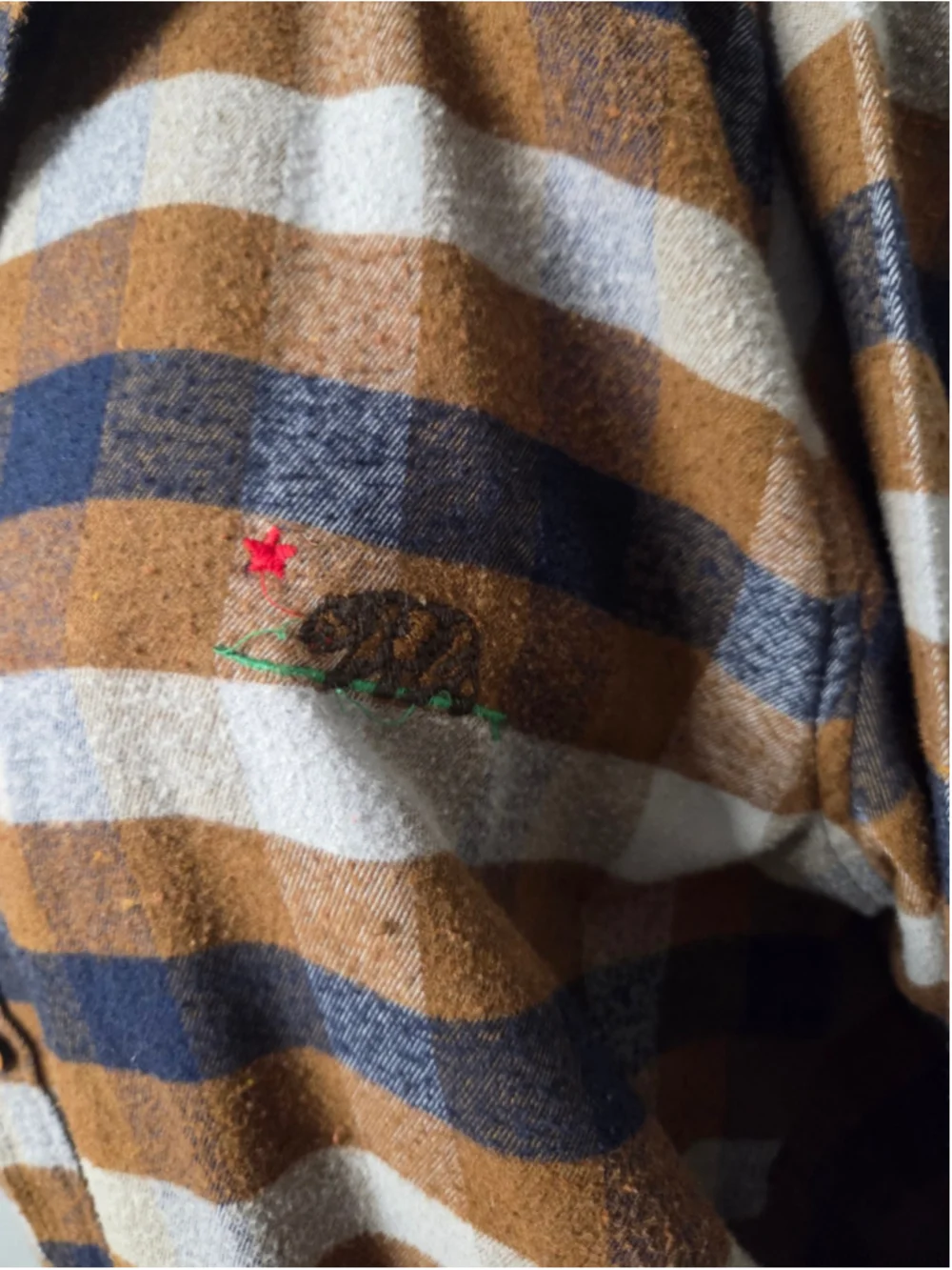 Men's Public Record Plaid Button Down Shirt, Size L, Brown/Navy